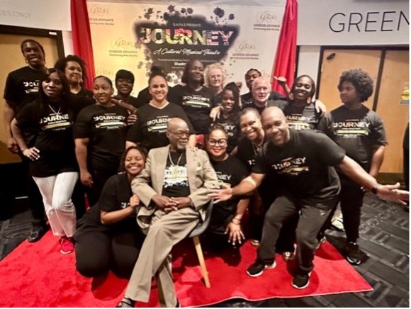 Members of The Journey company gathered for a group photograph.